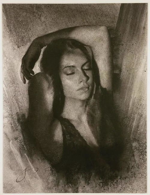 绰约妩媚 jasper demichae年轻女性肖像素描作品 图