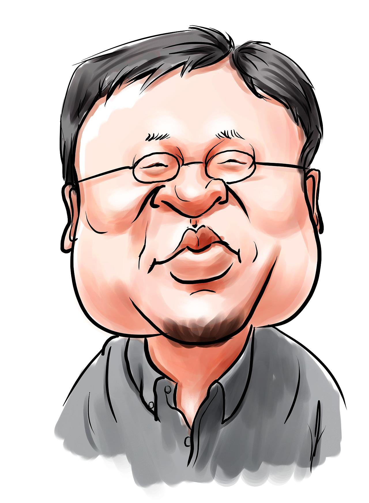 罗永浩夸张肖像漫画