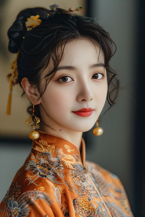 东方大气美女人物肖像摄影图 摄影图