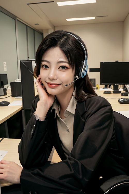 工作场所女性客服人物肖像摄影图 摄影图